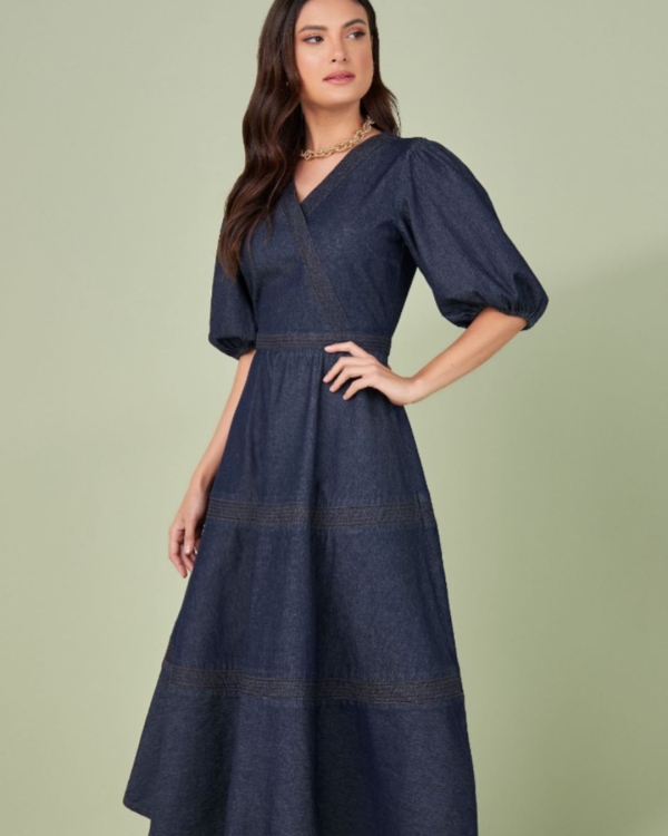 Vestido Jeans c/ detalhes de presponto