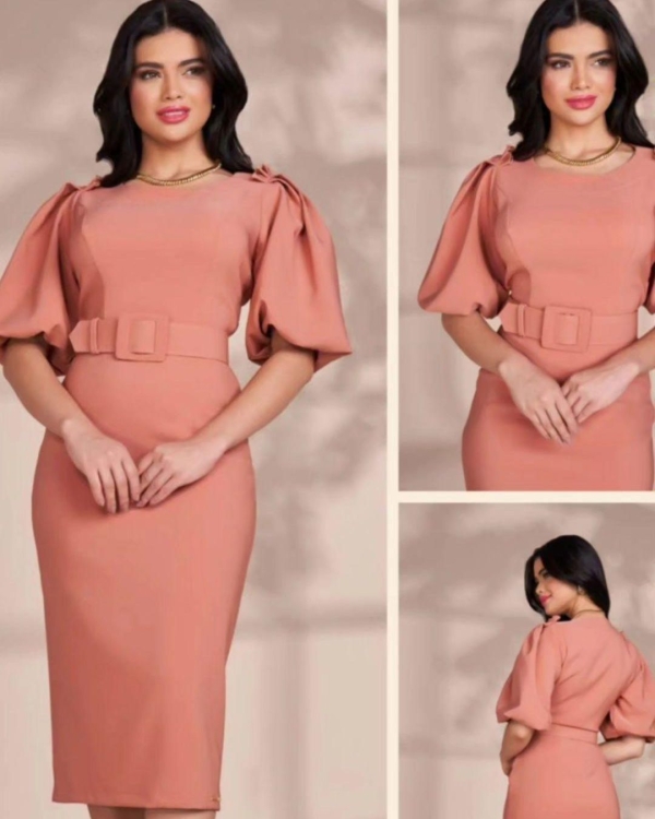 Vestido Tubinho mangas bufantes FASCINIUS