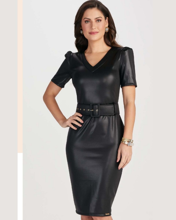 Vestido Couro fake TITANIUM