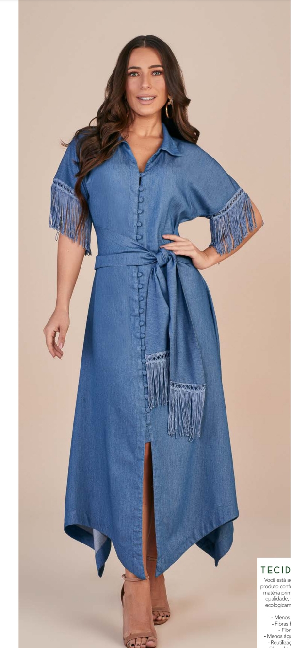Vestido c/ franjas Jeans - Image 2