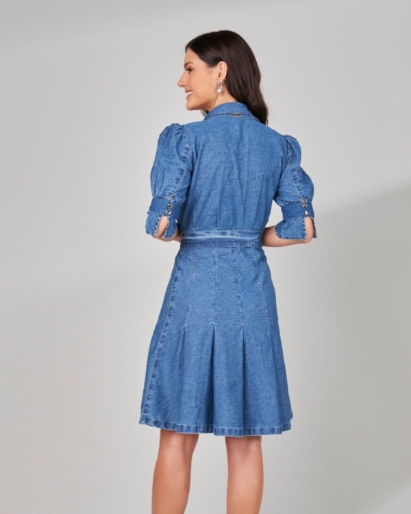 Vestido Jeans Camponesa c/cinto - Image 2